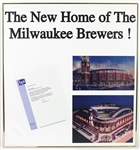 1990s Miller Park "New Home of the Milwaukee Brewers" 26"x 28" Framed Advertisement 