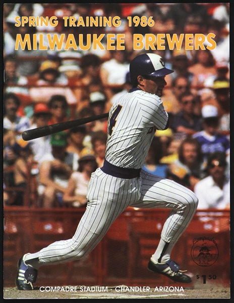 1986 Paul Molitor Milwaukee Brewers Spring Training Magazine 