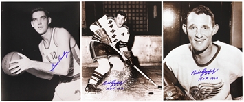 2000s Bill Gadsby Gene Conley Red Wings/Rangers/Knicks Signed 8" x 10" Photos - Lot of 3 (JSA)