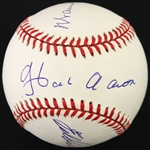 1995-99 Hank Aaron Warren Spahn Eddie Mathews Milwaukee Braves Signed ONL Coleman Baseball (*JSA*)