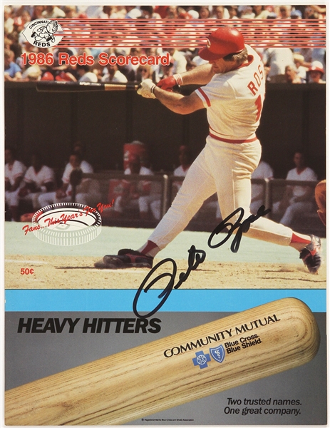 1986 Cincinnati Reds Pete Rose Signed Scorecard (JSA)