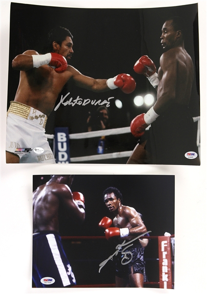 2010s Roberto Duran (11" x 14") & Sugar Ray Leonard (8" x 10") Signed Photos - Lot of 2 (PSA/DNA)