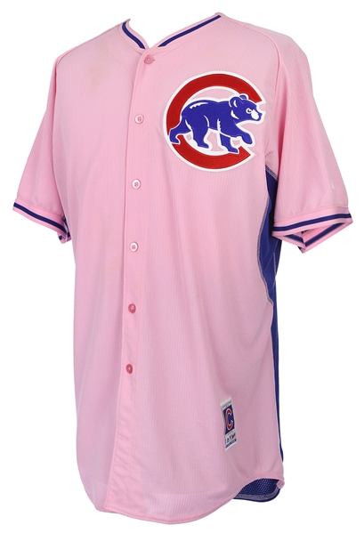 2015 Addison Russell Chicago Cubs Pink Batting Practice Jersey (MEARS LOA/MLB Hologram)