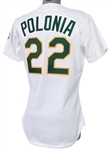1989 Luis Polonia Oakland Athletics Game Worn Home Jersey (MEARS LOA)