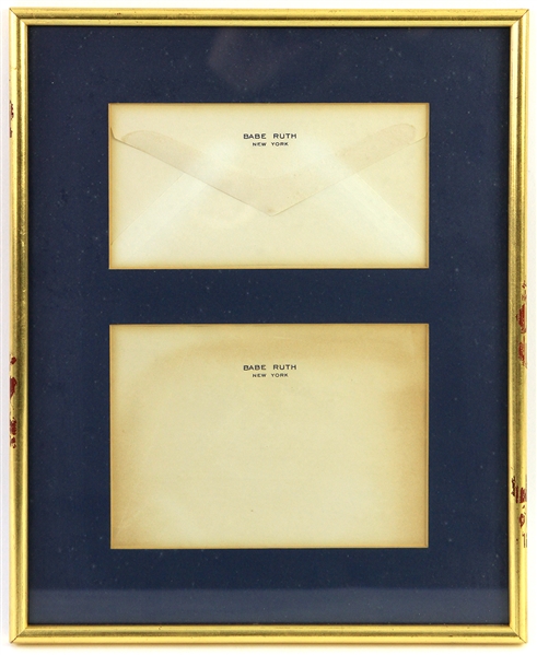 1920s Babe Ruth New York Yankees Scrapbook & Framed Envelope/Stationary - Lot of 2 