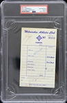 1974 Del Crandall Milwaukee Braves Signed Milwaukee Athletic Club Receipt (PSA/DNA Slabbed)