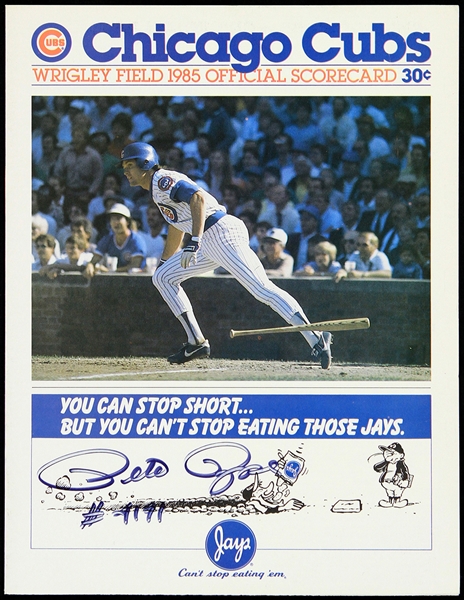 1985 Pete Rose Cincinnati Reds Signed & Inscribed (#4191) Unscored Game Program (JSA)