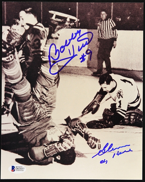 2000s Bobby Hull Glenn Hall Chicago Blackhawks Signed 8" x 10" Photo (Beckett)