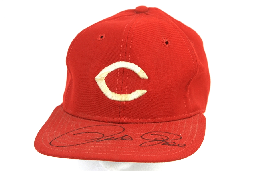 1977-78 Pete Rose Cincinnati Reds Signed Game Worn Cap (MEARS LOA/JSA)