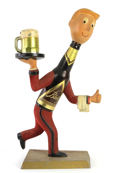 1950s Blatz Beer Running Waiter 9"x 16" Metal Display  