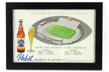 1957 Green Bay Packers Pabst Blue Ribbon 12"x 17" Framed Home Schedule