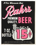 1960s Rahrs Beer 11" x 14" Broadside  