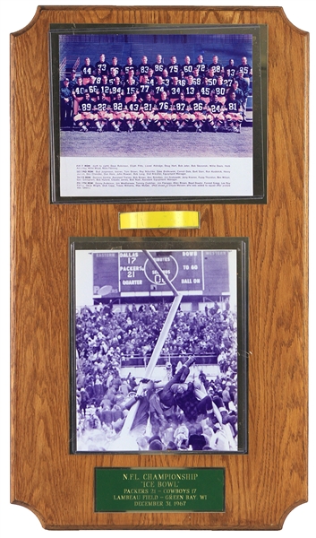 1967 Green Bay Packers 15" x 26" Ice Bowl Display w/ Lambeau Field Goal Post Section