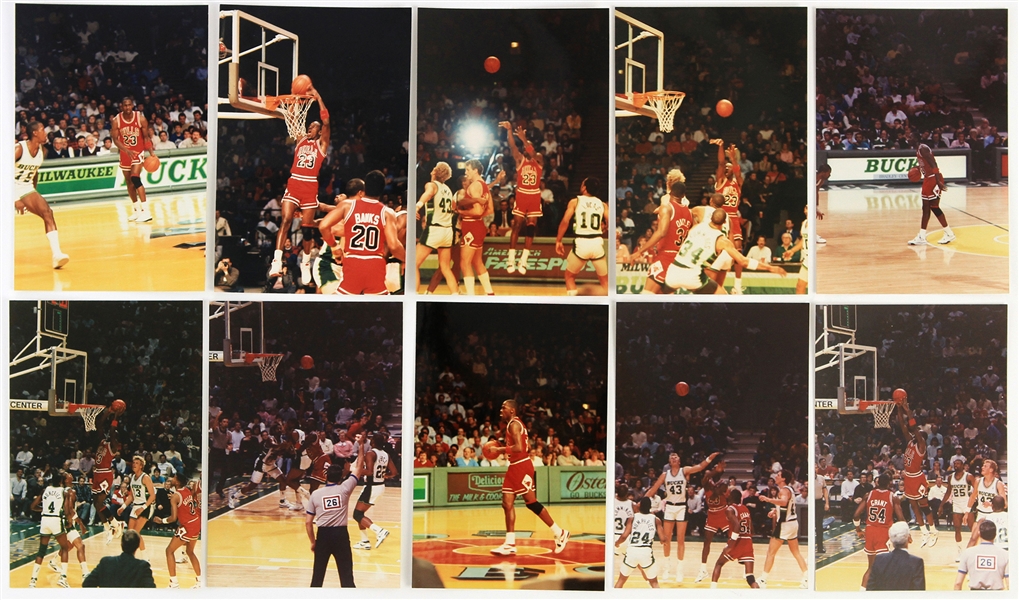 1986-89 Michael Jordan Chicago Bulls Original 4" x 6" Photos & Negatives - Lot of 10