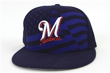 2015 (July 4) Taylor Jungmann Milwaukee Brewer Game Worn Cap (MEARS LOA/MLB Hologram)