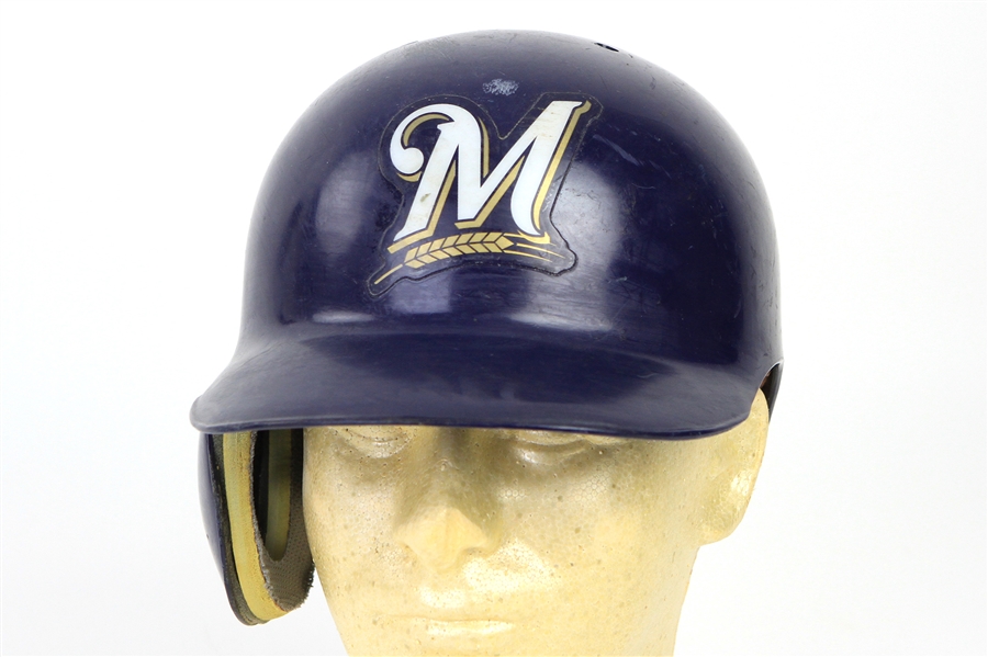 2003 Valerio De Los Santos Milwaukee Brewers Signed Batting Helmet (MEARS LOA/MLB Hologram/JSA)