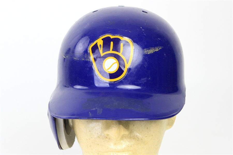 1990 Greg Brock Milwaukee Brewers Signed Game Worn Batting Helmet (MEARS LOA/JSA)