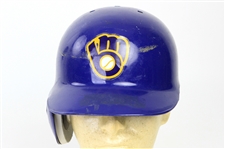 1990 Greg Brock Milwaukee Brewers Signed Game Worn Batting Helmet (MEARS LOA/JSA)