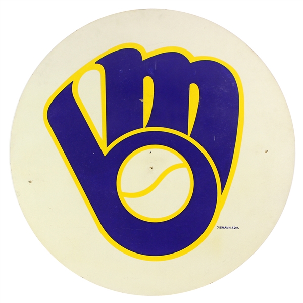 1980s-90s Milwaukee Brewers County Stadium 39" Circular Painted Stadium Sign (MEARS LOA)