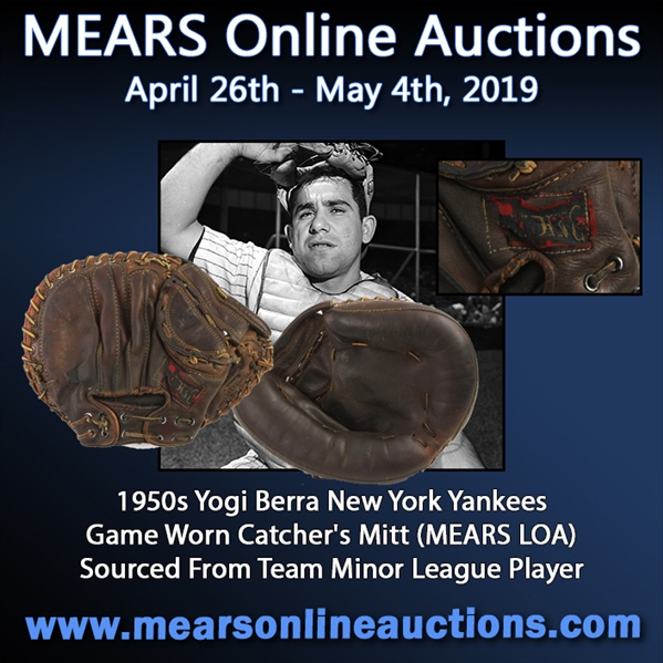 1950s Yogi Berra New York Yankees Game Worn Catcher’s Mitt (MEARS LOA) 