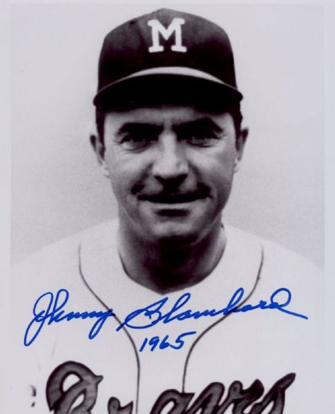 1965 Milwaukee Braves Johnny Blanchard Auto 8x10 B/W Photo *JSA*
