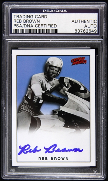 1979 Reb Brown Captain America (blue background) Signed LE Trading Card (PSA/DNA Slabbed)