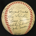 1948 New York Giants Team Signed ONL Frick w/ 23 Signatures Including Leo Durocher, Johnny Mize & More (*JSA Full Letter*)