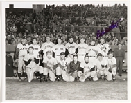1953 Eddie Lopat Tour of Japan Eddie Mathews team signed photo (JSA)