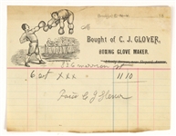 1910s CJ Glover Boxing Glove Maker Sales Receipt