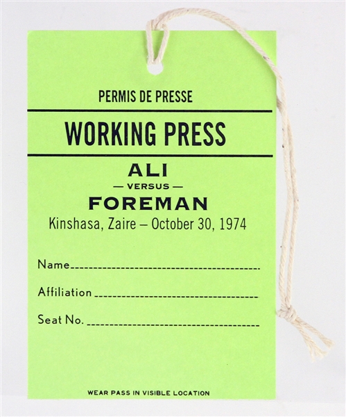 2001 Muhammad Ali George Foreman Press Pass Movie Prop From Ali Film (StarWares COA)