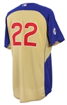2015 Addison Russell Chicago Cubs Gold Batting Practice Jersey (MEARS LOA/MLB Hologram)