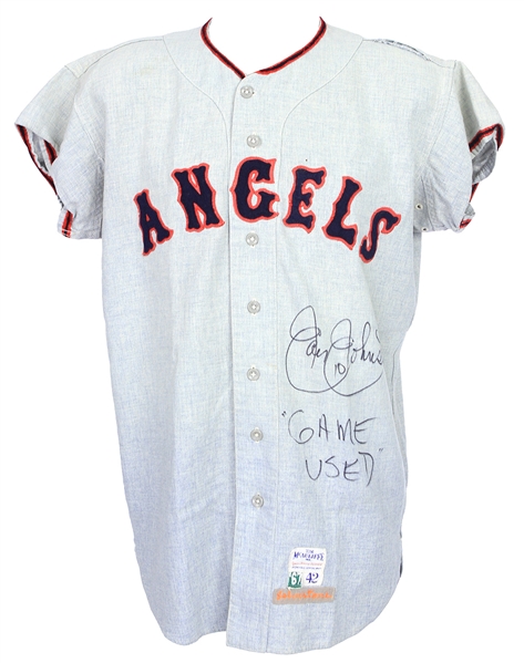 1967 Jay Johnstone California Angels Signed Game Worn Road Jersey + Hardcover Book/Signed Photo (MEARS A9/*JSA*) 