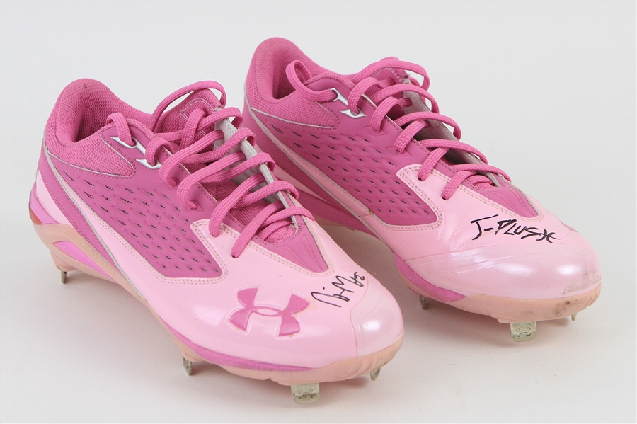 2011 Nyjer Morgan Milwaukee Brewers Signed Under Armour Cleats (MEARS LOA/JSA)