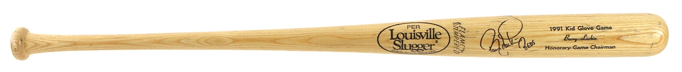 1991 Barry Larkin Cincinnati Reds Signed Louisville Slugger Kid Glove Game Honorary Chairman Bat (JSA)