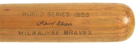1958 Hank Aaron Milwaukee Braves H&B Louisville Slugger Professional Model World Series Game Used Bat (MEARS A10)