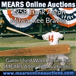 1958 Hank Aaron Milwaukee Braves H&B Louisville Slugger Professional Model World Series Game Used Bat (MEARS A10)