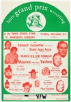 1972 Andre The Giant Killer Kowalski Black Jack Mulligan 15" x 22" Lutte Grand Prix Wrestling Broadside (Giant Jean Ferre)