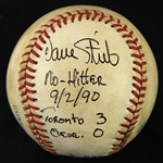 1990 (September 2) Dave Stieb Toronto Blue Jays Signed OAL Brown No Hitter Baseball (MEARS LOA/JSA)