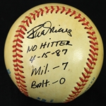 1987 (April 15) Juan Nieves Milwaukee Brewers Signed OAL Brown No Hitter Baseball (MEARS LOA/JSA)