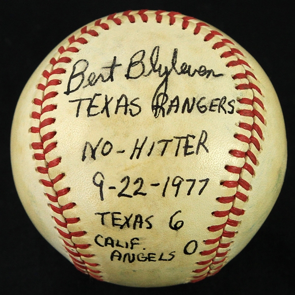1977 (September 22) Bert Blyleven Texas Rangers Signed OAL MacPhail No Hitter Baseball (MEARS LOA/JSA) 