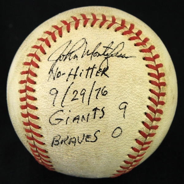 1976 (September 29) John Montefusco San Francisco Giants Signed ONL Feeney No Hitter Baseball (MEARS LOA/JSA) 