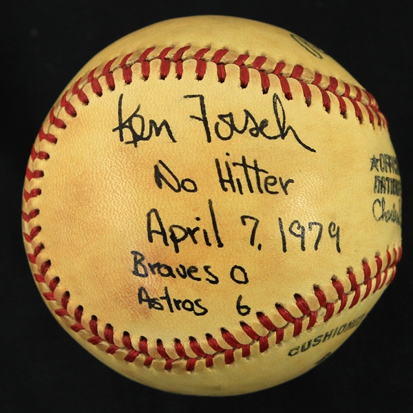 1979 Ken Forsch Houston Astros Signed ONL Feeney No Hitter Baseball (MEARS LOA/JSA) 