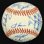1991 Chicago Cubs Team Signed ONL White Baseball w/ 28 Signatures Including Greg Maddux, Ryne Sandberg, Andre Dawson & More (JSA)