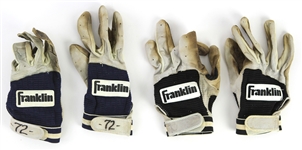 1980s-90s Carlton Fisk Chicago White Sox Game Worn Franklin Batting Gloves - Lot of 2 Pair (MEARS LOA)