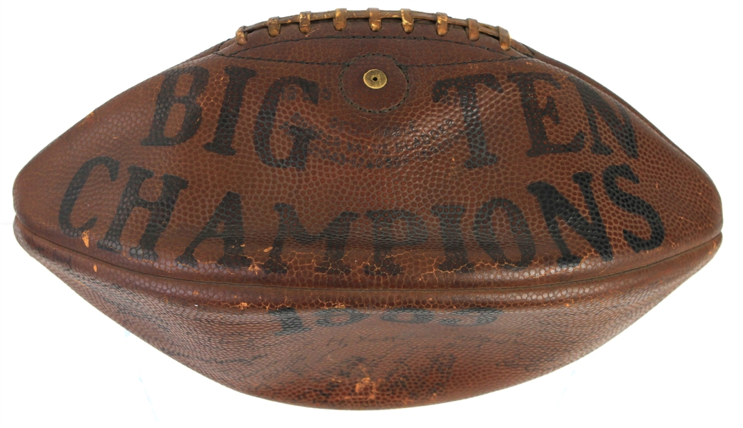 1933 Michigan Wolverines Team Signed Wilson Big Ten Champs Football (JSA Full Letter)
