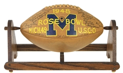 1948 Michigan Wolverines Team Signed Rawlings Rose Bowl Painted Football (JSA Full Letter)