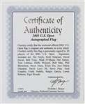 2001 US Open at Southern Hills Multi Signed 19 x 27 Framed Pin Flag w/ 21 Signatures Including Tiger Woods, Phil Mickelson, Davis Love & More (PSA/DNA)