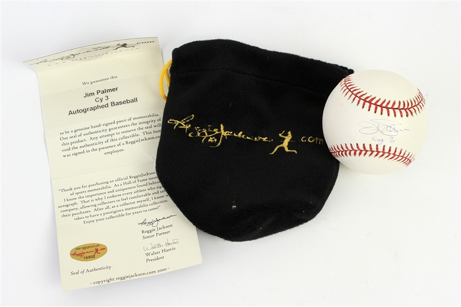 2000s Jim Palmer Baltimore Orioles Signed OML Selig Baseball (JSA/Reggie Jackson)