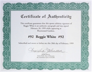 1999 Reggie White Green Bay Packers Signed Jersey (JSA)