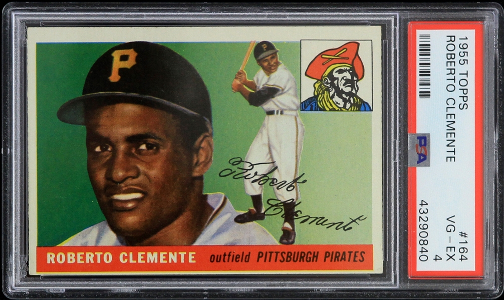 1955 Roberto Clemente Pittsburgh Pirates Topps #164 Rookie Trading Card (PSA VG-EX 4)